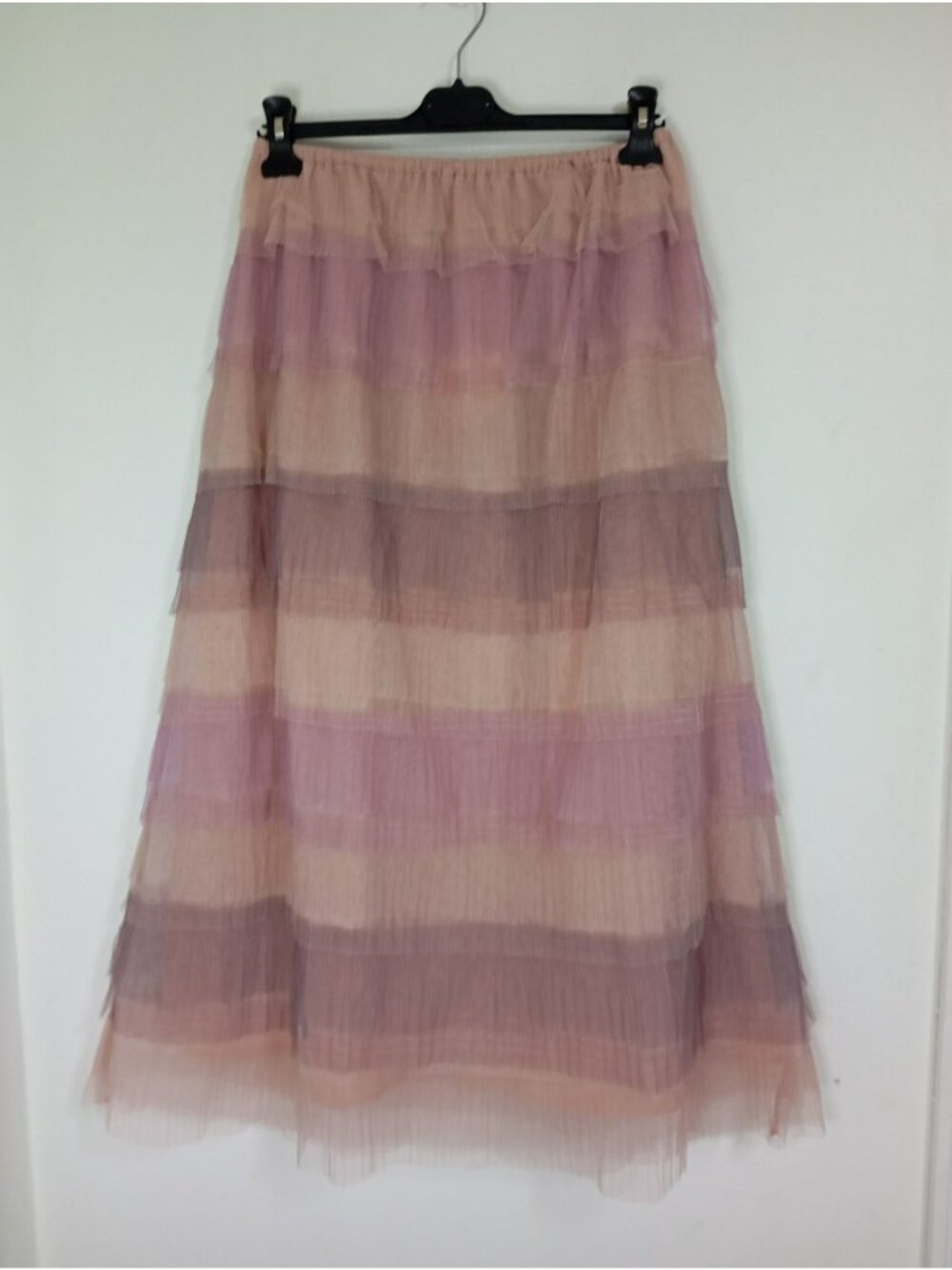 NWT Storia Womens Layered Tulle Midi Skirt Elastic Waistband Ombre Size M